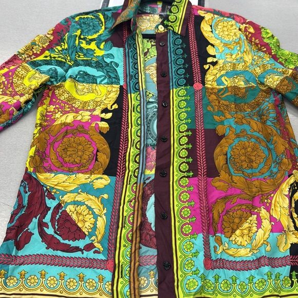 Versace Black and Gold Baroque Print Shirt - Picture 7 of 14